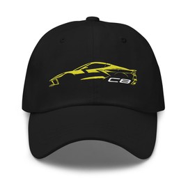 2024 Sports Car C8 dad hat for Corvette Drivers Accelerate Yellow Minimalist Silhouette Custom Cap