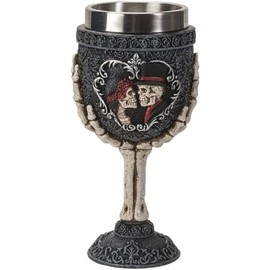 Pacific Giftware Skeleton Couple Goblet, 7-inch Height, Resin