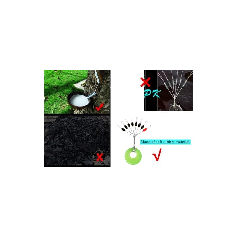 Milepetus 200Pcs Fishing Bobber Stopper,7 in 1 Soft Silicone Transparent