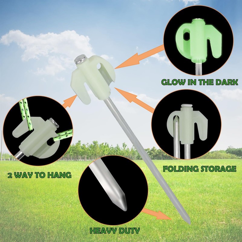 Camping Tent Stakes with Light | Camping Pegs for Canopies