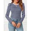 MEROKEETY Women's Puff Long Sleeve Striped Tops Crew Neck 2025