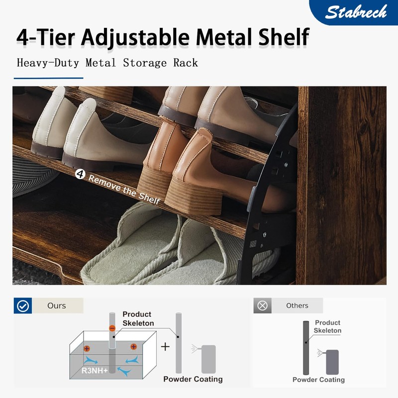 Stabrech Shoe Storage Bench with Flip Drawer, Shoe Rack with