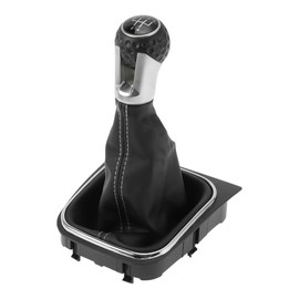 HOPESPANNER 5 Speed Manual Gear Shift Knob with Cover for VW Golf 5 MK5 GTI GTD R32 2004-2009 Plastic Faux Leather Gearbox Stick Shifter Lever Knob Black White