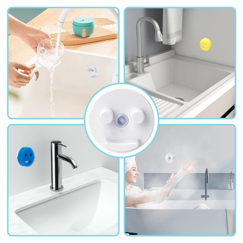 Scrub Sponge Holder Funny Smiley Face Sponge Storage Holder Suction