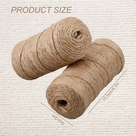 GLADFRESIT 2Pcs 100M Natural Jute Twine String - 3 Ply Garden Twine for DIY Crafts, Gift Wrapping, Bundling 2mm Thick