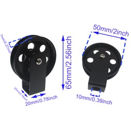LBTODH 2PCS Industrial Lamp Iron Pulley 2 Inch Retro Pulley Wheel Black Lighting Accessories for Hanging Light Fixture