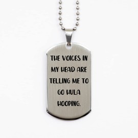 Mother's Day Unique Gifts for Friends, Funny Hula Hooping Gifts from Women, Sarcastic Dog Tag Necklace, Cool Silver Gift Idea