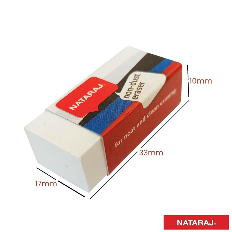 Nataraj Non-Dust Rubber Pencil White Erasers Office School Home Party
