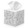 Ilyapa Wooden Tissue Box Cover, White Wood Herringbone Design -