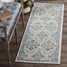 SAFAVIEH Evoke Collection EVK224C Boho Oriental Non-Shedding Living Room Entryway Foyer Hallway Bedroom Runner, 2'2" x 9' , Ivory / Light Blue