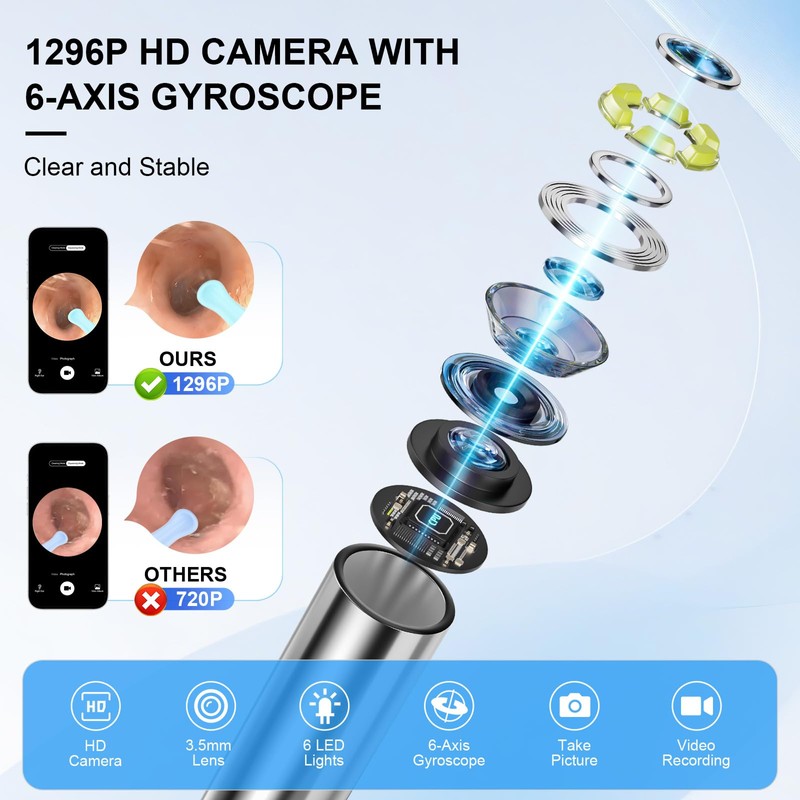 High-Definition Ear Wax Removal, Wireless Ear Cleaner, Safe and Gentle