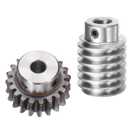 sourcing map #45 Steel Worm Gear Set 20T 1.5 Module 20:1 Reduction Rate, Right Rotation Drive Gear Box Wheel Reduce Transmission Part (Gear-8mm Bore 33 mm OD, Rod 10mm Bore)