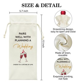 LAGZDFC LAGZDFC Wedding Wine Champagne Gifts Bag, Reusable Wine Wrap Bags, Wedding Planner Engagement Gifts for Couple Bride Mr Mrs, Bachelorette Party Favor, Bridal Shower Present for Friend Newlyweds