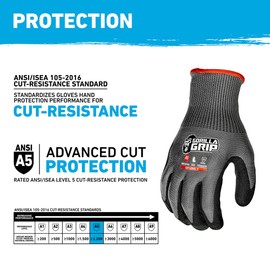 Gorilla Grip A5 Cut Resistant Work Gloves, Touschreen Compatible Safety Gloves, Breathable, Nitrile Coated, Grey - Large (12 Pack)