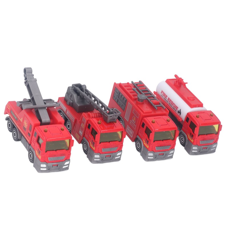 4Pcs 1: 32 Fire Truck Toy Set High Simulation Pull