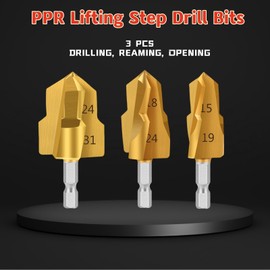 yikinb 3 Pcs PPR Lifting Step Drill Bits,Expansion Repair Drill Bit for PPR Water Pipe,Drill Bits for Water Pipe Expansion Punch,20, 25, 32mm Specification