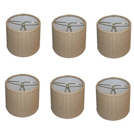 UpgradelightsÂ® Set of Six with Burlap Chain Cover 6 Inch European Drum Style Chandelier Lamp Shade Mini Shade Natural Burlap Fabric (6inch)