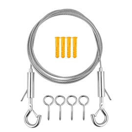 Wire Rope Set 6 m, Curtain Wire Pole Set, Multi-Purpose Set Clothesline Curtain Drape, 2 mm Stainless Steel Rope as Tent Rope Washing Line Climbing Plant Rope Curtain Rope Shower Curtain Rope