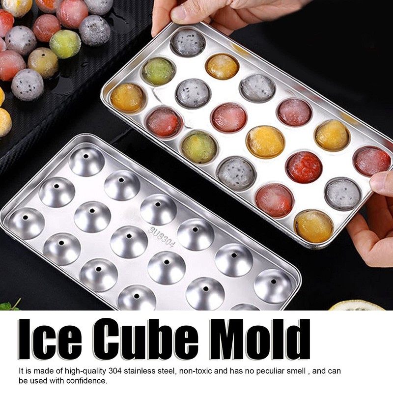 Ice Cube Tray, 304 Stainless Steel Strong Durable Ice Cube