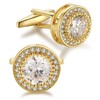 Crystal Cufflinks for Men CZ Cuff Links Sparkle Diamond Gold