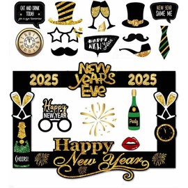 Dusenly 2025 New Year Photo Booth Props Frame Selfie Picture Frame Props for 2025 New Year's Eve Party Decoration Supplies