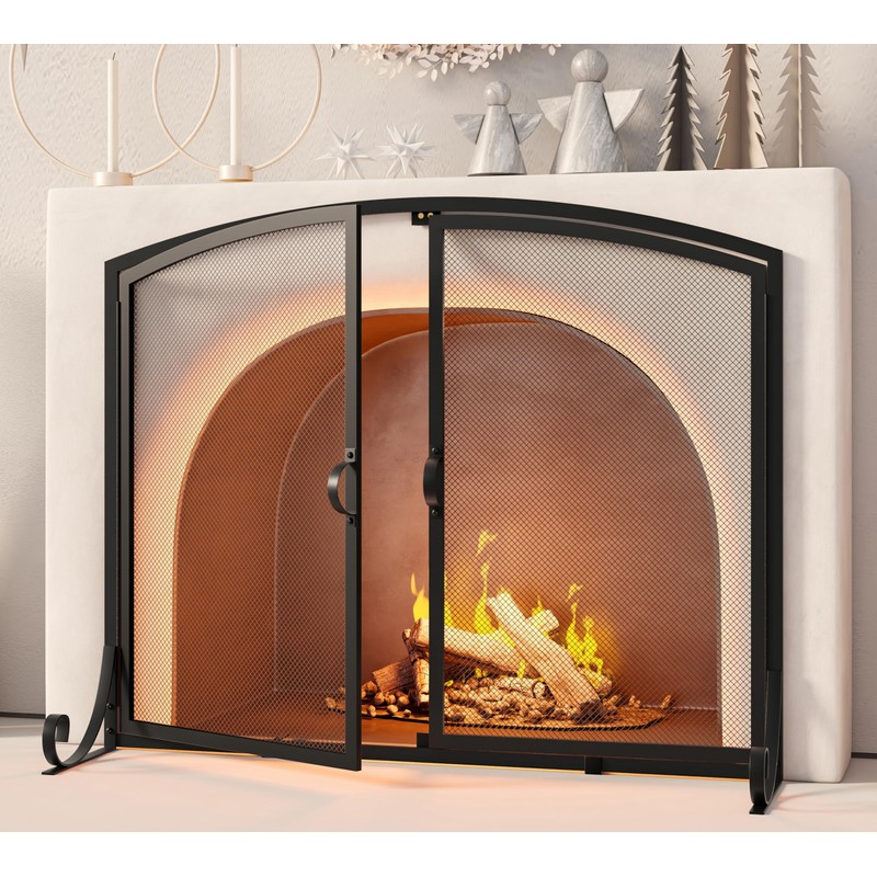 Calidola Fireplace Screen with Doors, 35" W x 28" H,