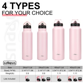 GOPPUS 1.2L/40oz Stainless Water Bottle with Straw Large Thermal Bottle 1200ml Flip Top Metal Bottles Cold Drink Leakproof Flask Big Drinks Bottles Double Walled Insulated Bottle Travel Water Bottle