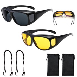 Night Driving Glasses for Men Women 2Pcs Anti Glare Glasses for Night Driving Headlight Glasses with Glarecut Technology for Drive Safely at Night Day