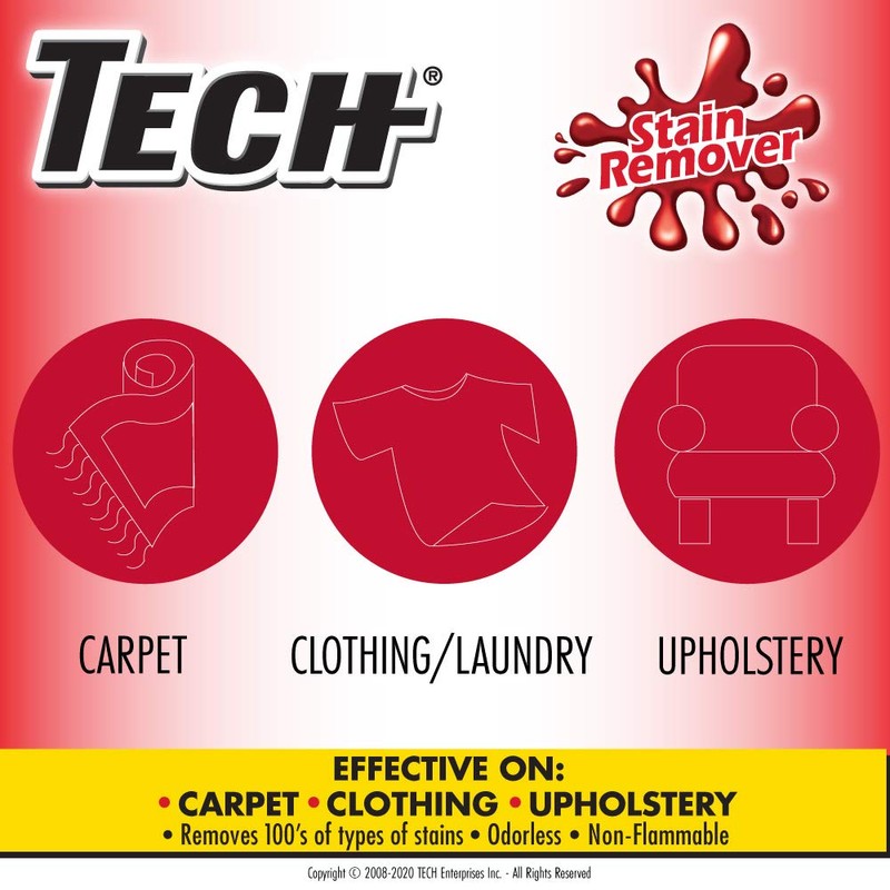 TECH Multi-Purpose Stain Remover, 8 oz Bottle, For Carpet, Clothes,