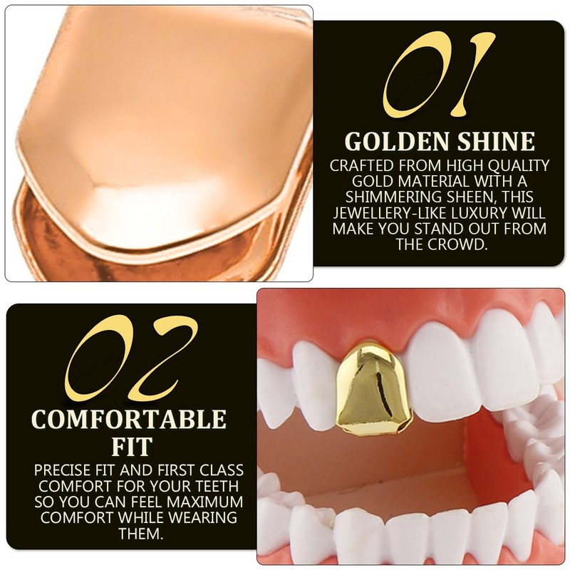 ZJIVQO 2Pcs Solid Hip Hop Teeth Plain Single Tooth Fangs
