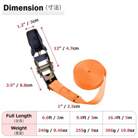 Azarxis Load Tightening Belt, Ratchet Type Belt, Load Tightening Machine, Fastening Belt, Ratchet, Lashing Belt, 6.6 ft (2 m), 3.9 ft (5 m), 2.8 ft (8 m), Load Tightening, Tie-Down Belt, Fixed Band,