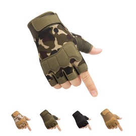 HYCOPROT Mens Fingerless Utility Gloves Non-Slip Abrasion-Resistant Breathable Lightweight for Shooting Cycling Rock Climbing Outdoor Sports