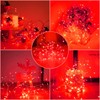 Red Solar Christmas String Lights Outdoor Waterproof 100 LED（2 Pack）