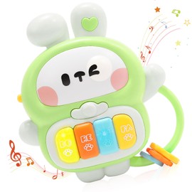 Redbeann Baby Musical Toys 6-12 Months, Rabbit Piano for Baby Musical Toys for Toddlers 1-3, Busy Board with Music & Light, Birthday Toy for Infant Toddler 1 Year Old Boy Girl Gifts (Green)
