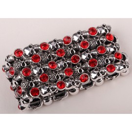 YACQ Women's Skull Stretch Cuff Bracelets - Elastic Band Fit Wrist 7 to 8 inch - Lead & Nickle Free - Women Biker Jewelry