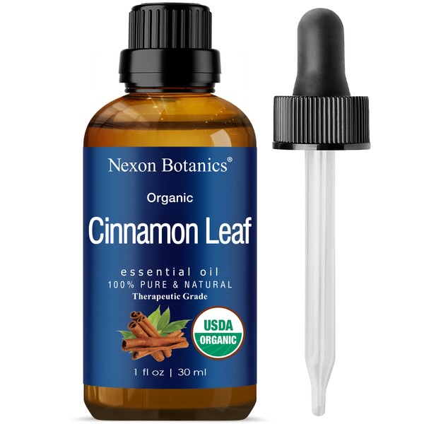Organic Cinnamon Essential Oil 30 ml - Cinnamon Oil for Diffuser, Aromatherapy - Cinnamon Leaf Oils Essential Oil for Sinus Ease, Seasonal Congestion, Cold and Cough Symptoms - Nexon Botanics