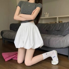 New 2025 Women's Summer Black Bird High-Waist Wide-Leg Shorts Jumpsuit Slee Large Size/White 10ea