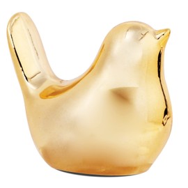 CERANEE Ceramic Bird Statues Home Décor, Modern Small Animal Abstract Art Decorative Sculpture, Geometric Pottery Decoration Figurines Gift for Living Room, Bedroom, Office, Shelves - Gold