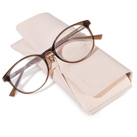 OPTOFENDY TR90 Reading Glasses for Women, Fashion Round Blue Light Blocking Computer Readers with Anti Eyestrain & UV Glare