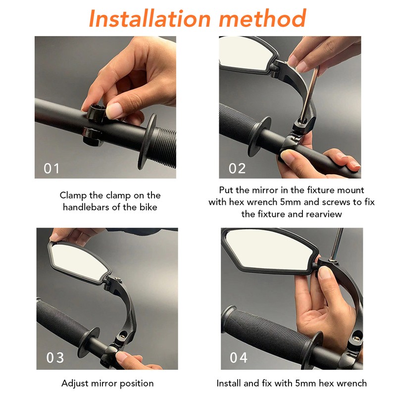 Bike Rearview Mirror Left Wide Range Foldable Handlebar Bike Mirror