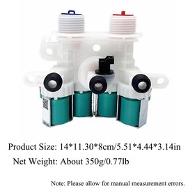 W11165546 Washing Machine Water Inlet Valve Compatible Replacement Part for Washing Machine Easy Installation with Metal and ABS Construction