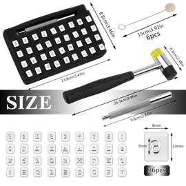 WONVOC 44 pcs Leather Stamping Kit, 36 pcs Leather Stamping Tools, Leather Stamping Kit, Leather Carving Kit, Leather Stamping Tools Geometric, Leathercraft Stamping Tools, Mallet, DIY Leather Crafts
