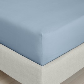Bianca 200 Thread Count Cotton Percale Extra Deep Double Fitted Sheet Blue
