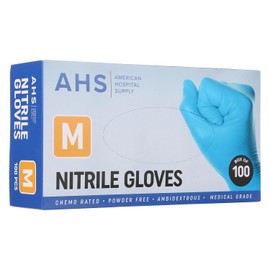 American Hospital Supply Nitrile Gloves, Chemo-Rated Gloves Pack, Powder-Free, Examination Gloves | Medical Gloves Medium Box of 100