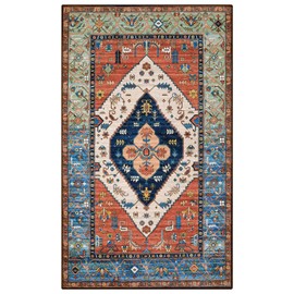 Lahome Boho Bedroom Rugs - 3x5 Area Rug for Living Room Machine Washable Rugs Non-Slip Low-Pile Entryway Kitchen Rug Throw Lagre Rug Oriental Distressed Capet for Bathroom Office Laundry Dinning Room