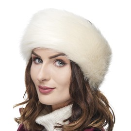 Futrzane Classic Headband - Faux Fur Headbands for Women - Furry Band for Winter - Size XS (Ecru Classic)