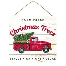Farm Fresh Christmas Trees Sign - 10" x 10", Vintage Kitchen Sign, Wreath, Wooden Home Decoration, Fireplace Mantle, Porch, Bathroom, Swag, Garland, Classroom, Office, Winter, Thanksgiving