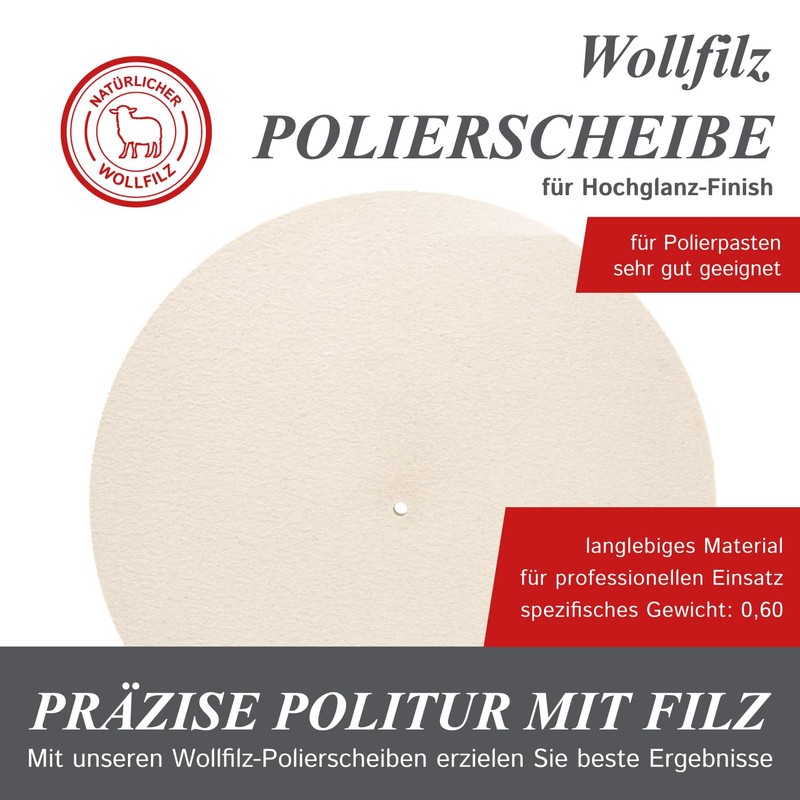 Polishing Wheel for Felt Sanding Block (95% Wool) with Hole,