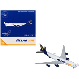 DCD Boeing 747-8F Commercial Aircraft Atlas Air-Apex Logistics 1/400 Interactive Series Resin Toy White Blue Tail (N863GT)
