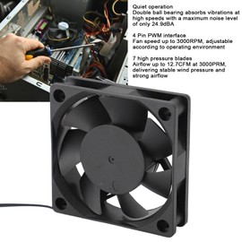 Annadue 60 mm Case Fan, Quiet PC Fan, 3000 rpm, High Airflow, Dual Ball Bearing, Cooling Case Fan, 4-Pin Fan for PC Case